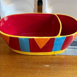 Gallery Red and Yellow Divided Serving Bowl